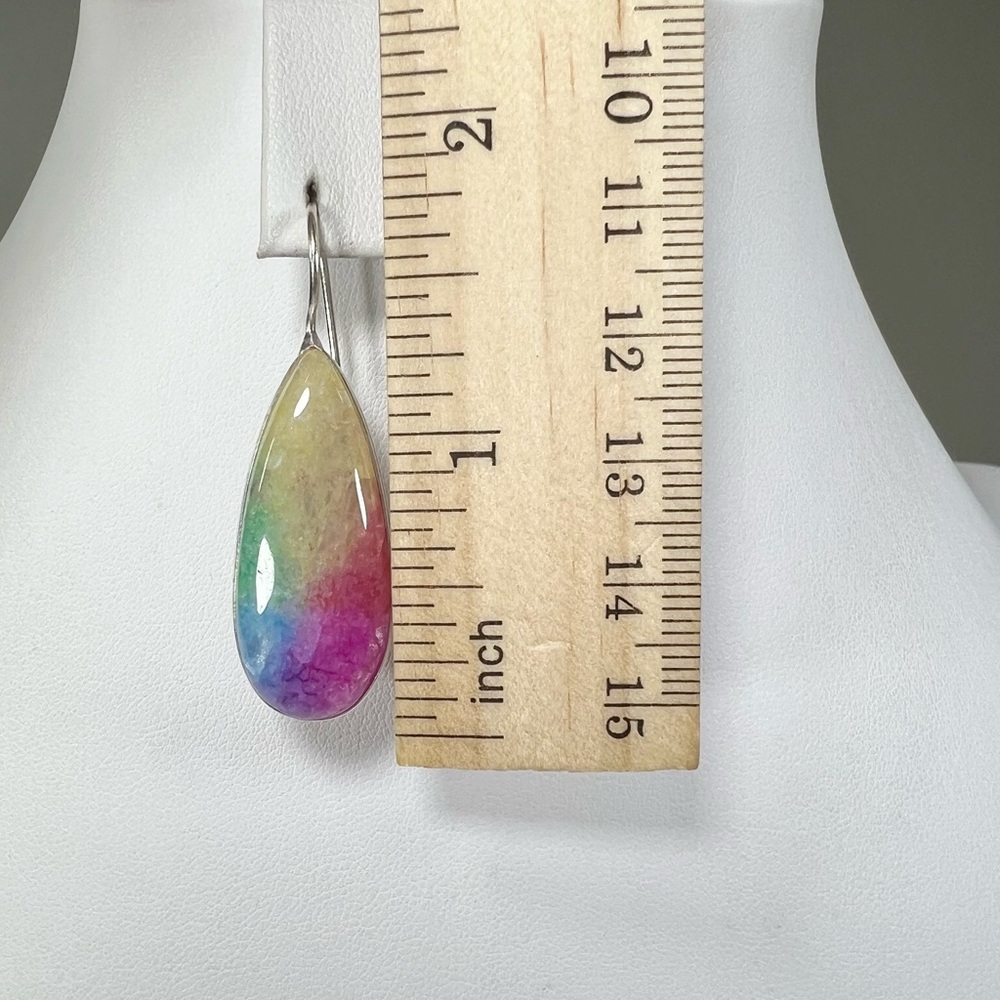Beautiful 🌈💗 925 Rainbow Solar Quartz Hearts Large Gemstone Necklace Earrings - Picture 7 of 9